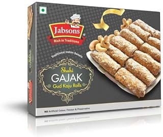 Jabsons - Cashew Roll Gajak - 175g | Cashew Roll Gachak | Gazak Dry Fruit Gajak Sesame Sweets Festival Snacks | winter snacks