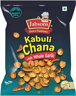 Jabsons Salted Chickpea with Whole Garlic -150 Grams, Crunchy, Mild Spicy Snacks, Anytime Party Snack