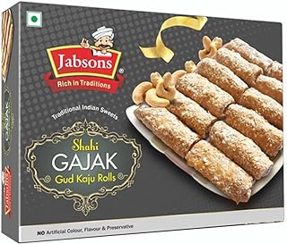 Jabsons - Cashew Roll Gajak - 350g | Cashew Roll Gachak | Gazak Dry Fruit Gajak Sesame Sweets Festival Snacks | winter snacks