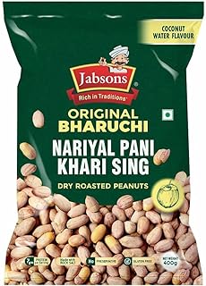 Jabsons Coconut Gluten Free Nariyal Pani Khari Gao Pani Roasted Peanuts/Peanuts/Shengden 400g