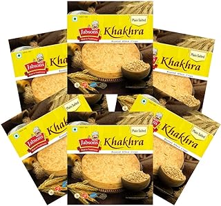 Jabsons Roasted Khakhra Plain Salted 180g (Pack of 6)