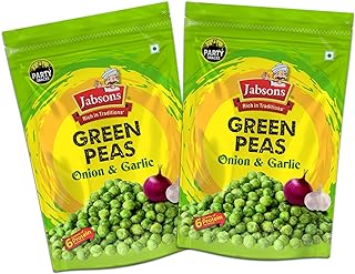 Jabsons Namkeen Green Peas Onion N Garlic (Pack of 2) |Crispy & Crunchy, Perfect Evening Snacks | 400gm