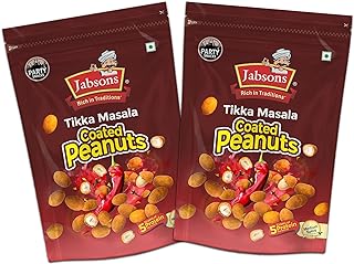 Jabsons Namkeen Tikka Masala Coated Peanut (Pack of 2) |Crispy Namkeen 400gm X 2| Anytime Munching